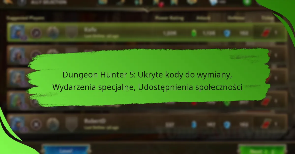 Dungeon Hunter 5: Ukryte kody do wymiany, Wydarzenia specjalne, Udostępnienia społeczności